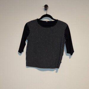 lululemon Black White Polka Dot 3 4 Sleeve Top